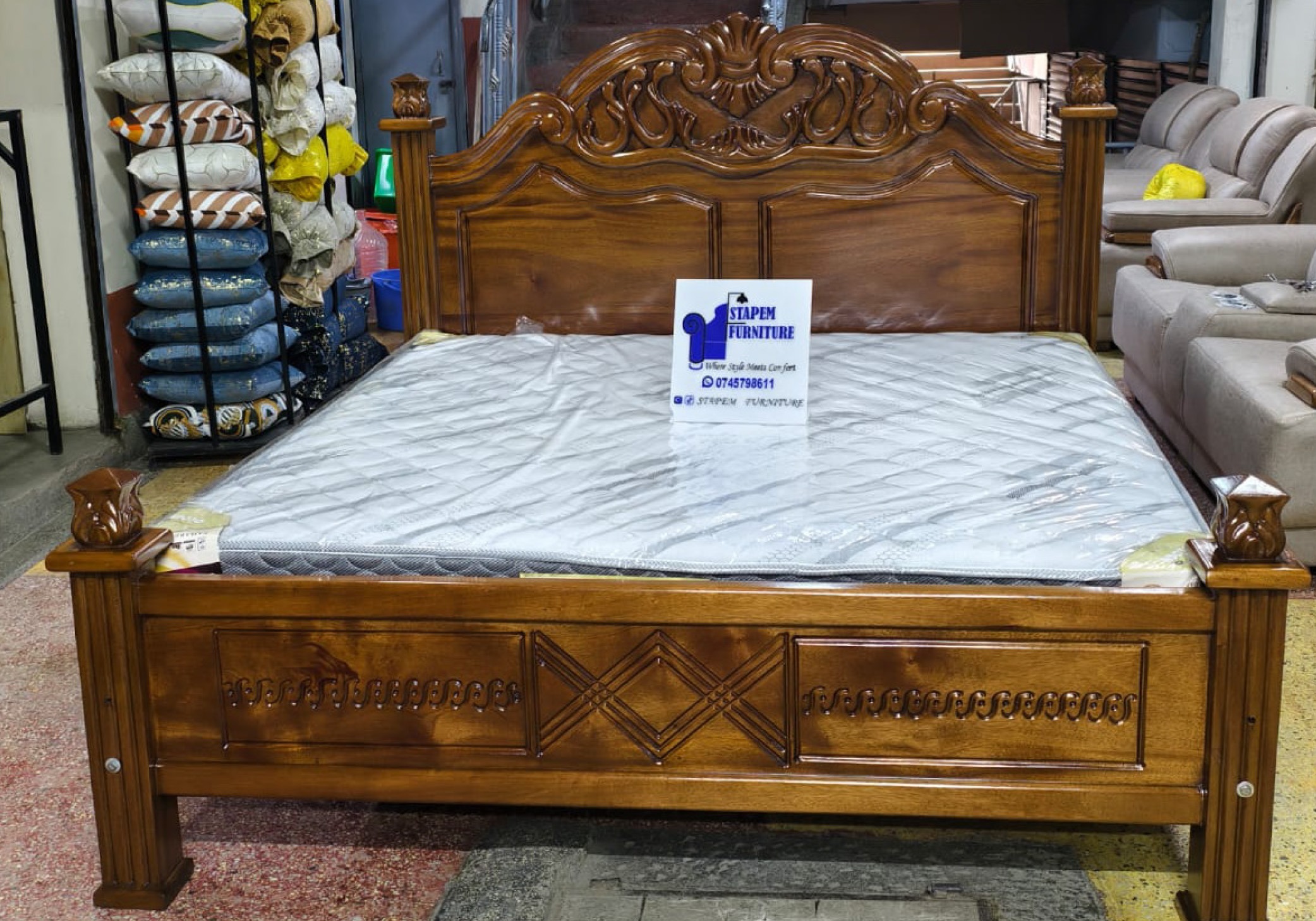 Solid Wooden Bed 5 * 6 Feet - Image 2